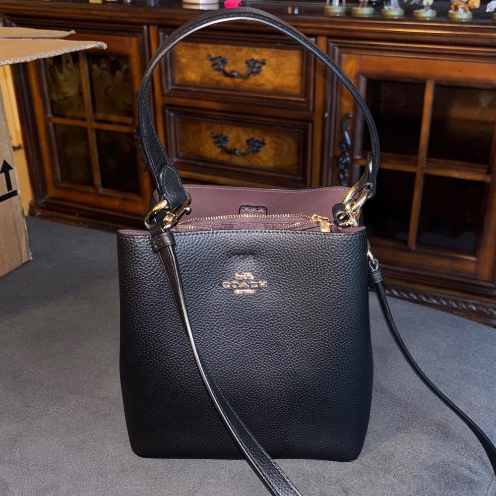 Coach Black Pebbled Leather Shoulder Bag